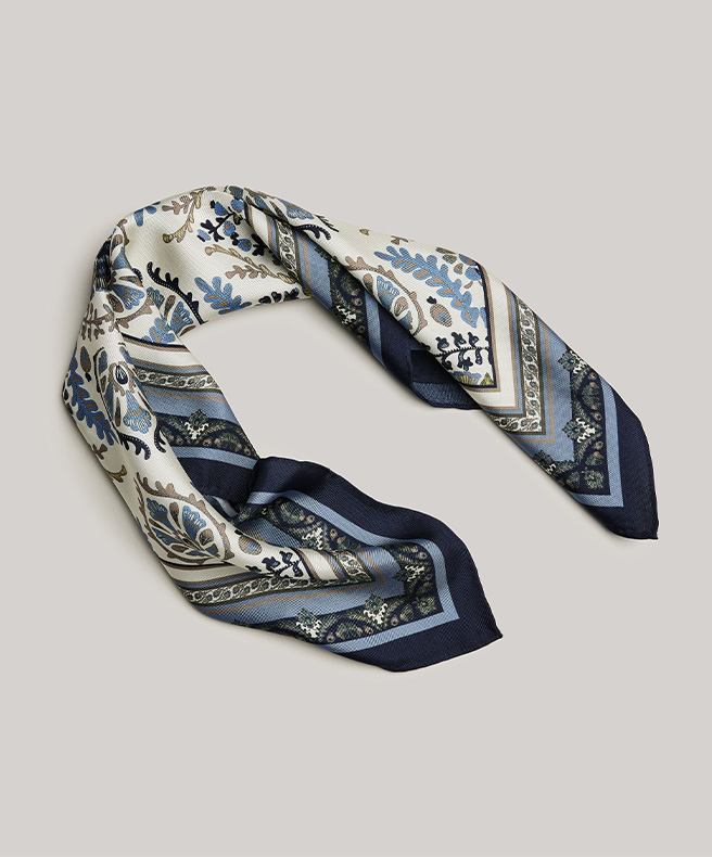 Navy 100% Silk Neck Scarf 